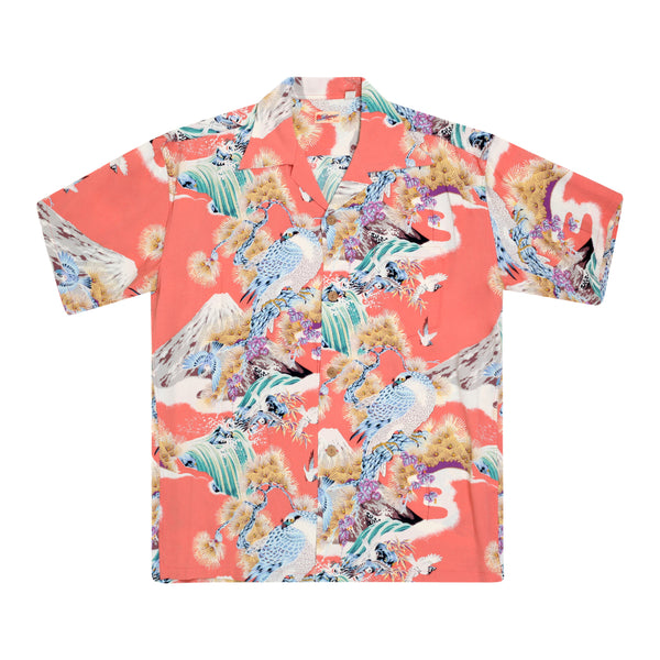 Mens Rayon Made SS37786 Red Hawaiian Shirt with Hawk Print SURF8592