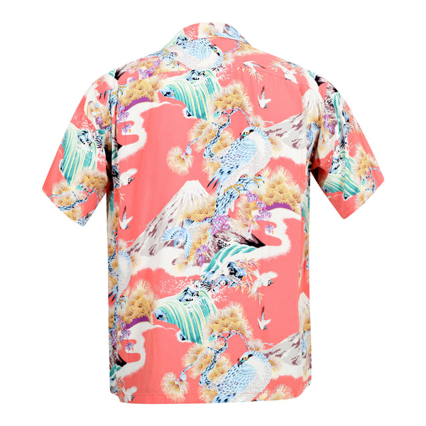 Mens Rayon Made SS37786 Red Hawaiian Shirt with Hawk Print SURF8592