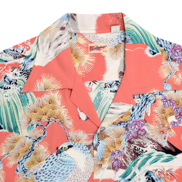 Mens Rayon Made SS37786 Red Hawaiian Shirt with Hawk Print SURF8592