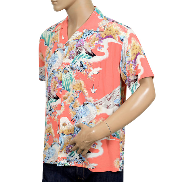 Mens Rayon Made SS37786 Red Hawaiian Shirt with Hawk Print SURF8592