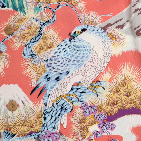 Mens Rayon Made SS37786 Red Hawaiian Shirt with Hawk Print SURF8592