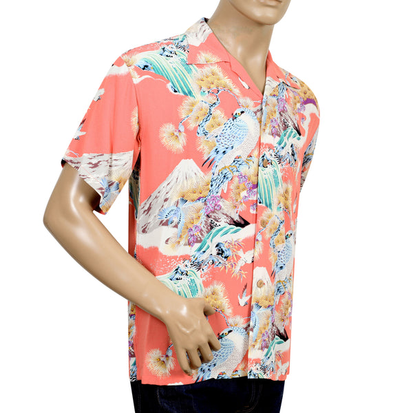 Mens Rayon Made SS37786 Red Hawaiian Shirt with Hawk Print SURF8592