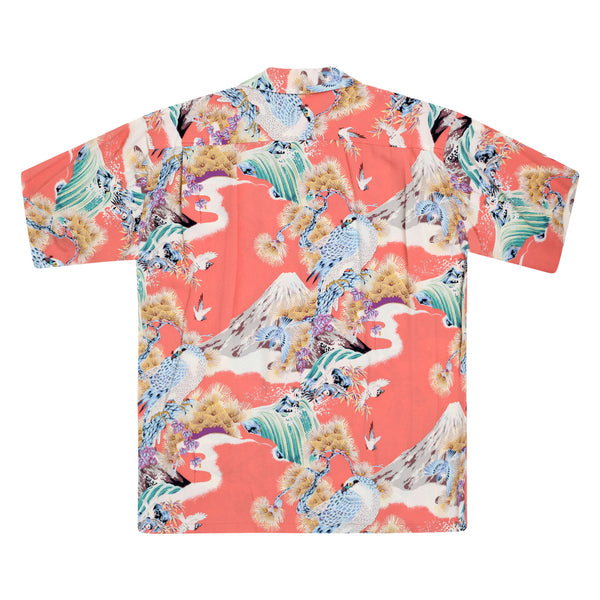 Mens Rayon Made SS37786 Red Hawaiian Shirt with Hawk Print SURF8592