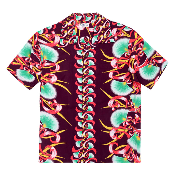 Aloha Bombax Tree Printed SS37793 Wine Rayon Hawaiian Shirt SURF7571