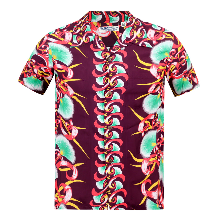 Aloha Bombax Tree Printed SS37793 Wine Rayon Hawaiian Shirt SURF7571
