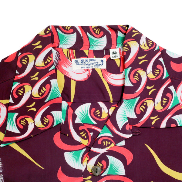 Aloha Bombax Tree Printed SS37793 Wine Rayon Hawaiian Shirt SURF7571