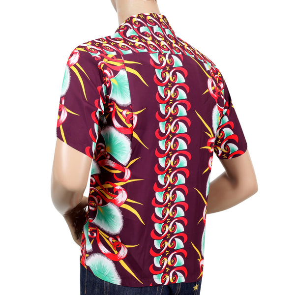 Aloha Bombax Tree Printed SS37793 Wine Rayon Hawaiian Shirt SURF7571
