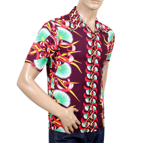 Aloha Bombax Tree Printed SS37793 Wine Rayon Hawaiian Shirt SURF7571