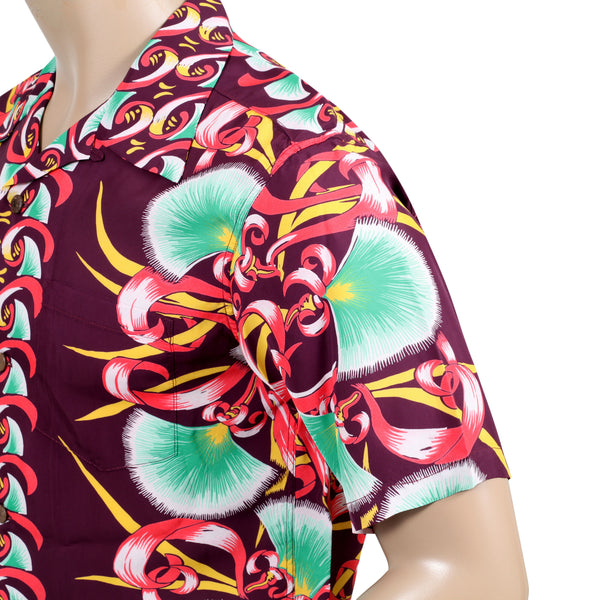 Aloha Bombax Tree Printed SS37793 Wine Rayon Hawaiian Shirt SURF7571