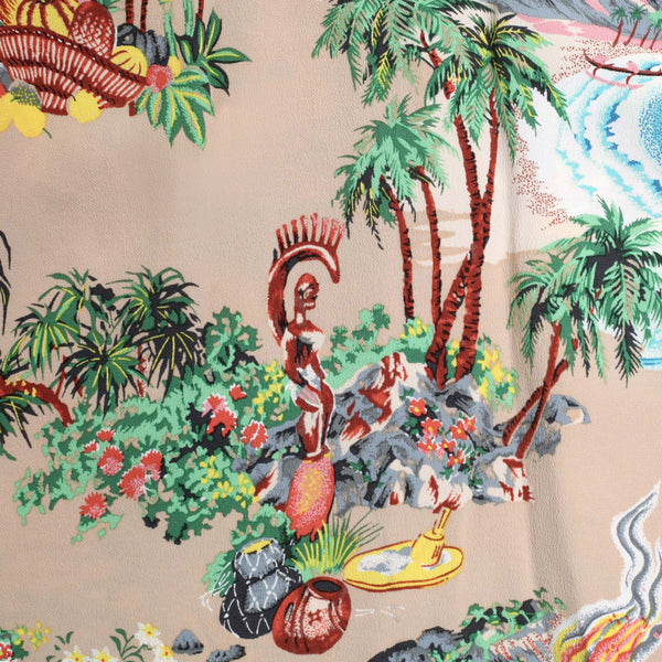 Island Chronicle Printed SS37781 Rayon Beige Hawaiian Shirt SURF8591