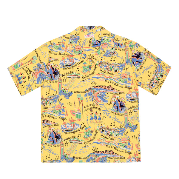 Song of Hawaii Printed SS37787 Rayon Yellow Hawaiian Shirt SURF9038