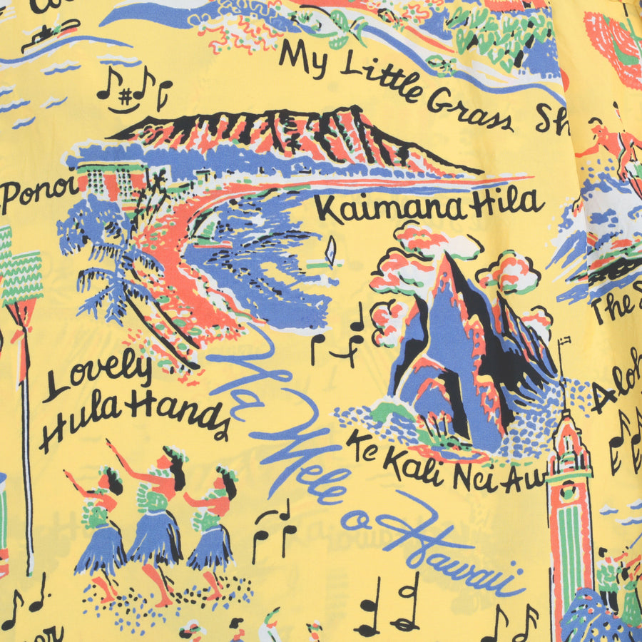 Song of Hawaii Printed SS37787 Rayon Yellow Hawaiian Shirt SURF9038