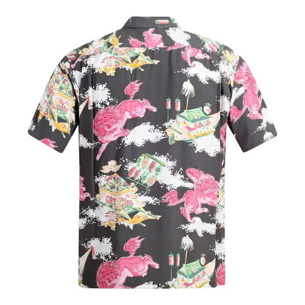 Oriental Festival Printed SS37773 Rayon Brown Hawaiian Shirt SURF8588