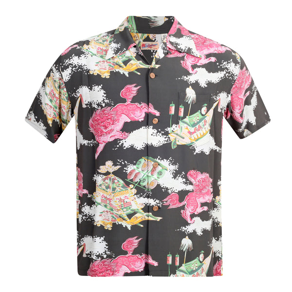 Oriental Festival Printed SS37773 Rayon Brown Hawaiian Shirt SURF8588