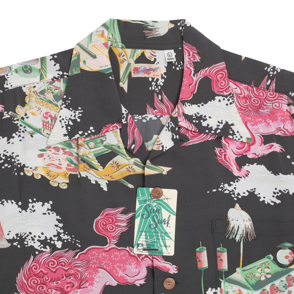 Oriental Festival Printed SS37773 Rayon Brown Hawaiian Shirt SURF8588