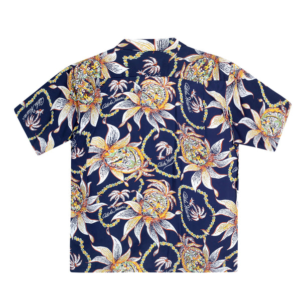 Dreams and Pineapples Print SS37774 Navy Rayon Hawaiian Shirt SURF8590
