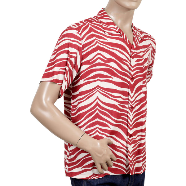 Zebra Printed Star of Hollywood SH37879 Orange Hawaiian Shirt SoH9039