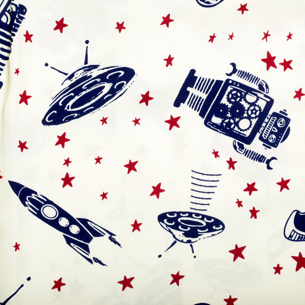 Vince Ray SH37591 Space Rockets Off White Hawaiian Shirt SoH9043