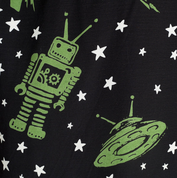 Vince Ray SH37591 Space Rockets Black Rayon Hawaiian Shirt SoH9044