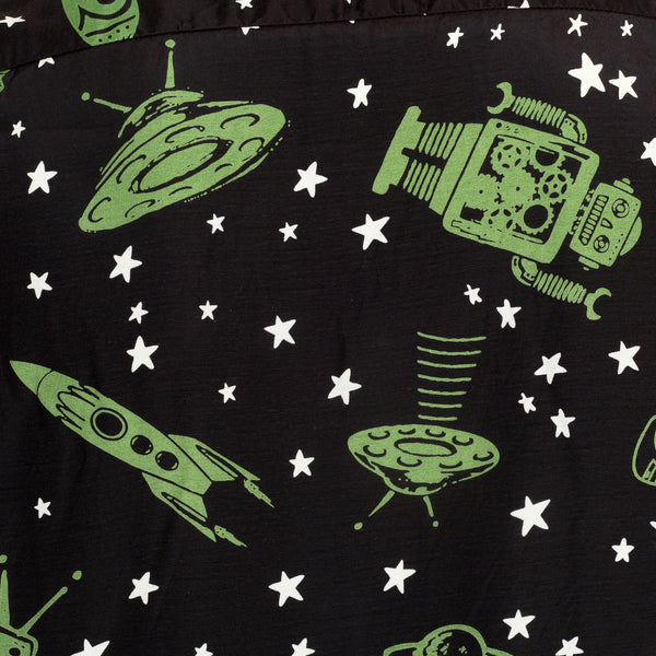 Vince Ray SH37591 Space Rockets Black Rayon Hawaiian Shirt SoH9044