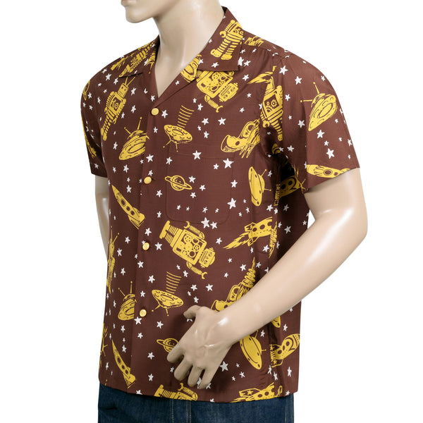 Vince Ray Star of Hollywood SH37591 Space Rockets Brown Shirt SoH9045