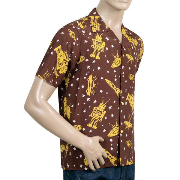 Vince Ray Star of Hollywood SH37591 Space Rockets Brown Shirt SoH9045
