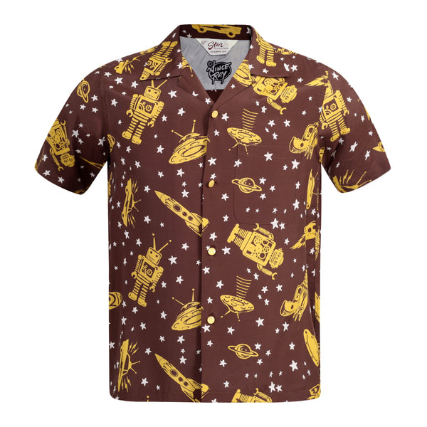 Vince Ray Star of Hollywood SH37591 Space Rockets Brown Shirt SoH9045