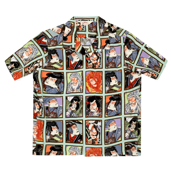 Mint Green Star of Hollywood SH36949 Kabuki Hawaiian Shirt SoH9370