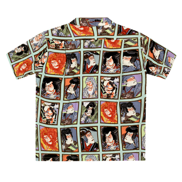 Mint Green Star of Hollywood SH36949 Kabuki Hawaiian Shirt SoH9370