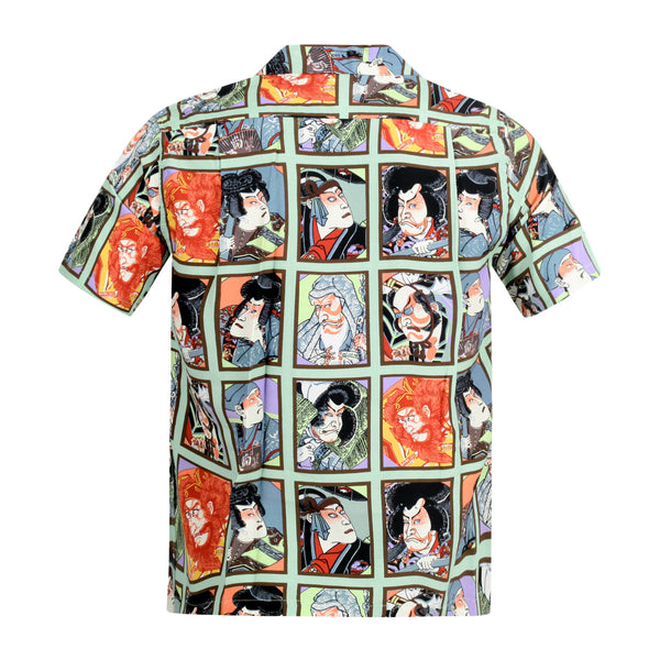 Mint Green Star of Hollywood SH36949 Kabuki Hawaiian Shirt SoH9370