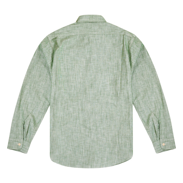 Woven Pin Check Soft Collar SC28094 Green Long Sleeve Shirt CANE10261