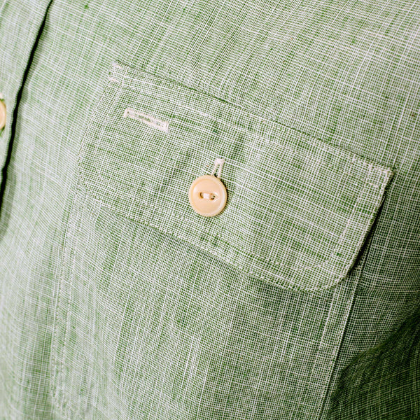Woven Pin Check Soft Collar SC28094 Green Long Sleeve Shirt CANE10261