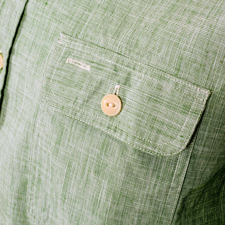 Woven Pin Check Soft Collar SC28094 Green Long Sleeve Shirt CANE10261
