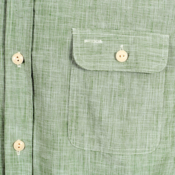 Woven Pin Check Soft Collar SC28094 Green Long Sleeve Shirt CANE10261