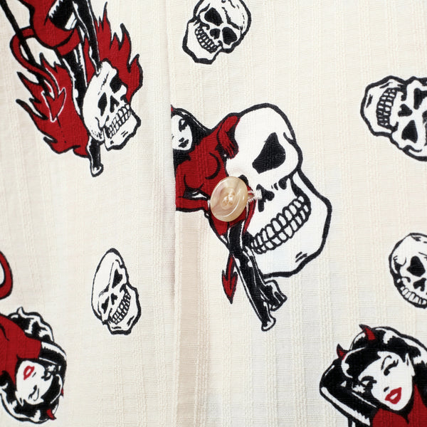 The Devil Skull Girls Print SH38115 Off White Hawaiian Shirt SoH10093