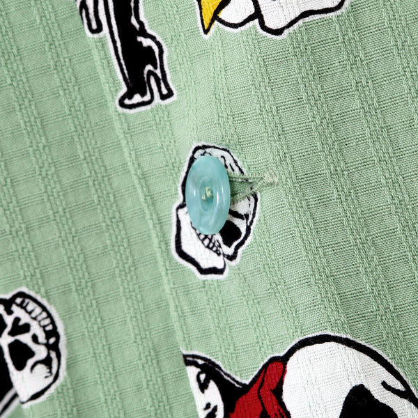 The Devil Skull Girls Print SH38115 Mint Green Hawaiian Shirt SoH10094