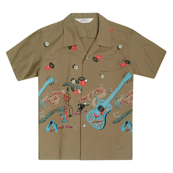 RockNRoll Guitar Print Star of Hollywood SH38117 Grey Shirt SoH10095