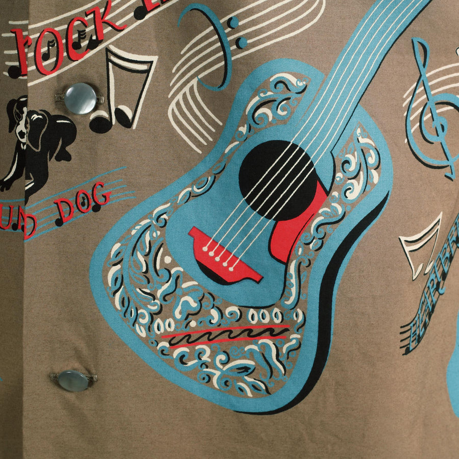 RockNRoll Guitar Print Star of Hollywood SH38117 Grey Shirt SoH10095