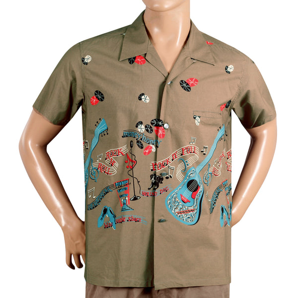 RockNRoll Guitar Print Star of Hollywood SH38117 Grey Shirt SoH10095