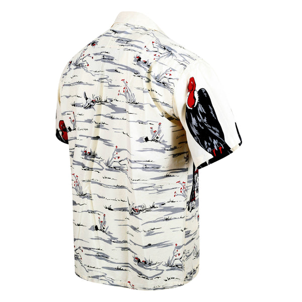 Condor Printed Broad Cotton SH38120 Off White Hawaiian Shirt SoH10096