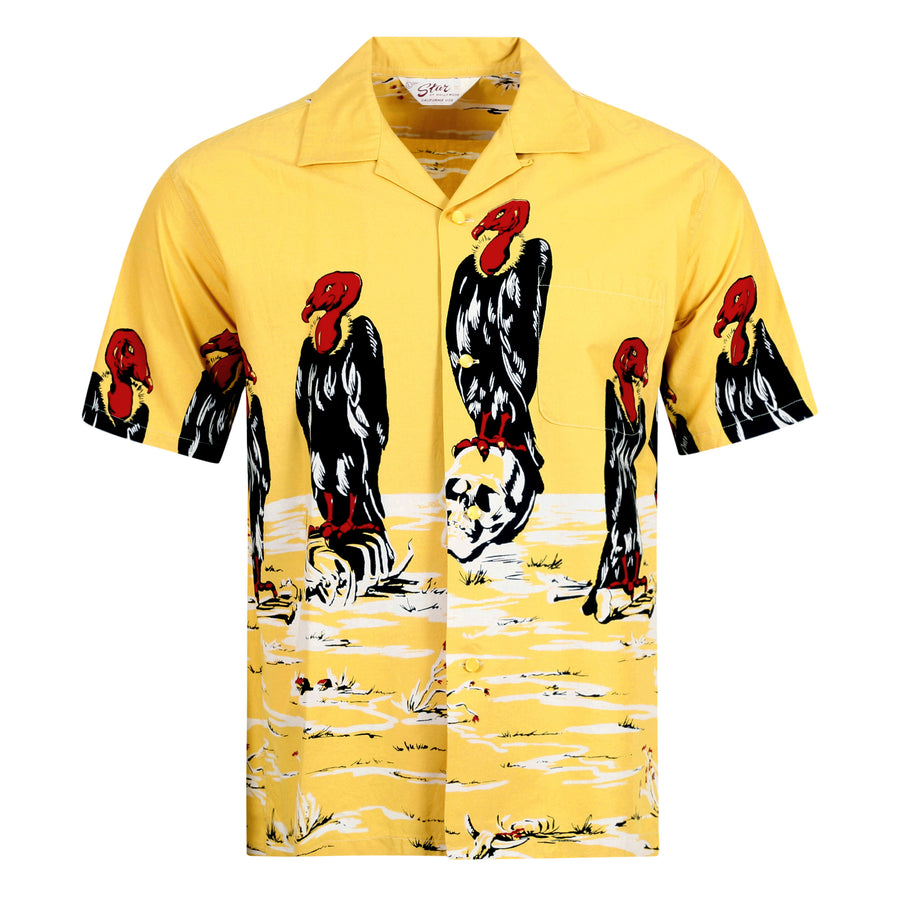 Condor Printed SH38120 Broad Cotton Yellow Hawaiian Shirt SoH10097
