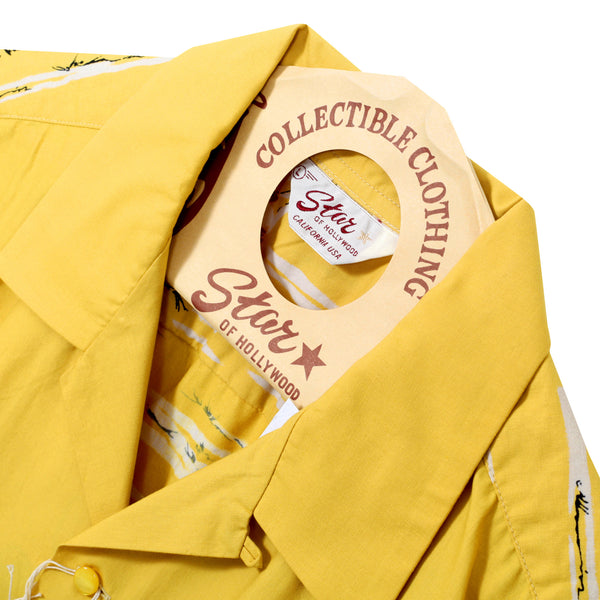 Condor Printed SH38120 Broad Cotton Yellow Hawaiian Shirt SoH10097