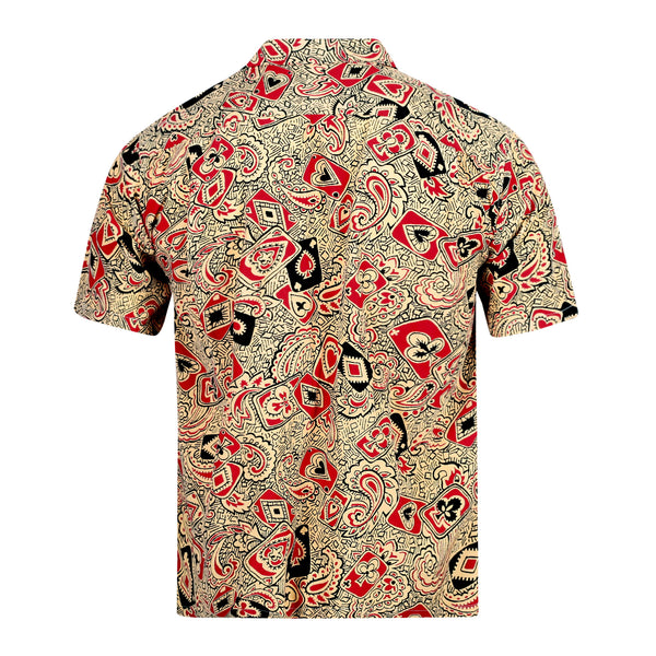 Playing Card and Paisley SH38127 Off White Hawaiian Shirt SoH10098