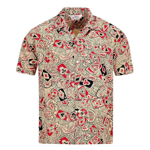 Playing Card and Paisley SH38127 Off White Hawaiian Shirt SoH10098
