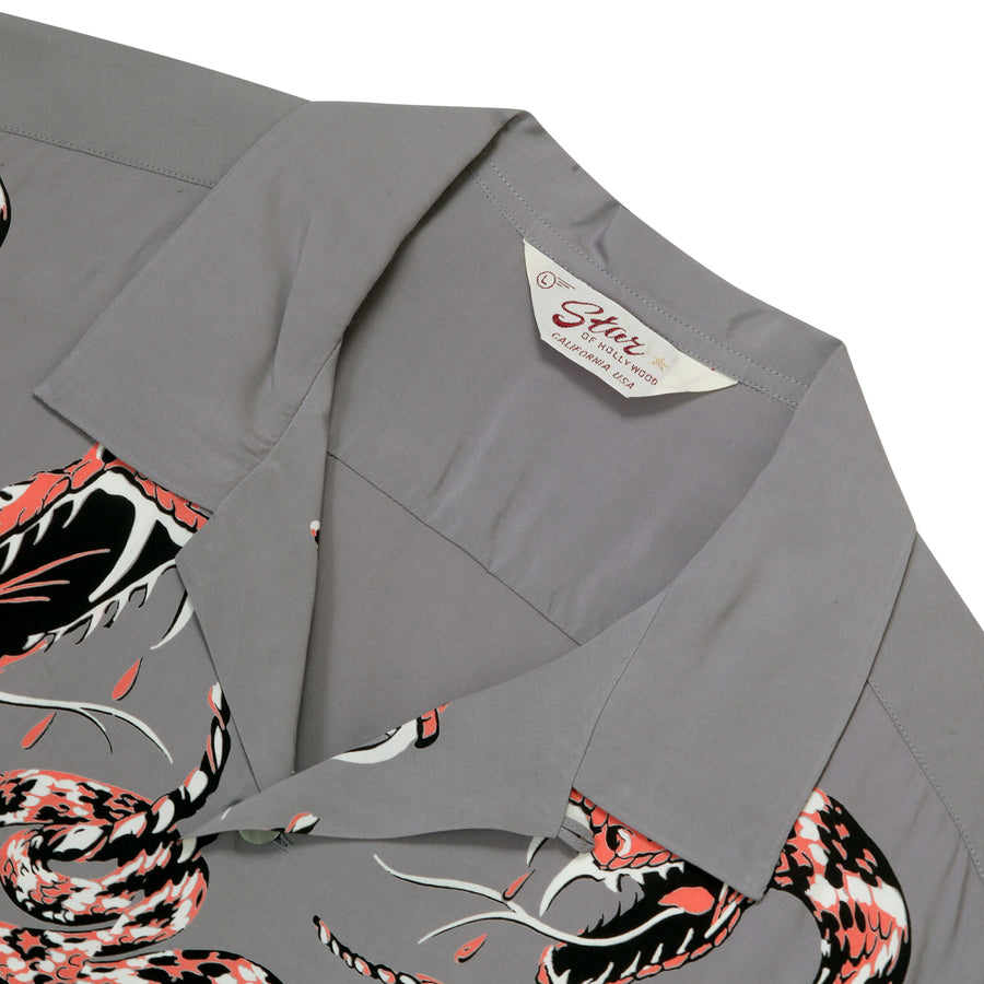 Rattle Snake Printed SH38378 Short Sleeve Grey Hawaiian Shirt SoH11082