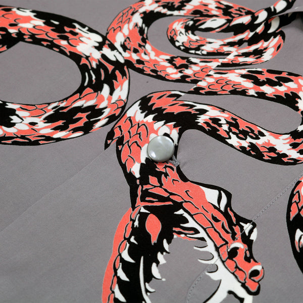 Rattle Snake Printed SH38378 Short Sleeve Grey Hawaiian Shirt SoH11082