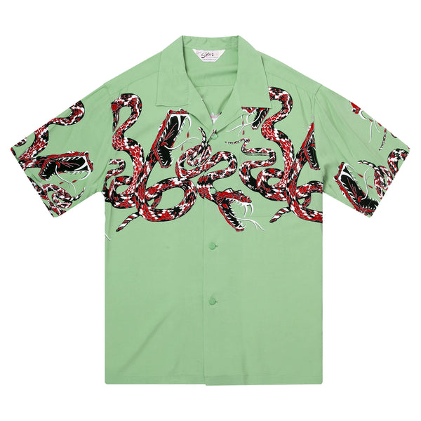 Mint Green SH38378 Hawaiian Shirt with Rattle Snake Print SoH11083