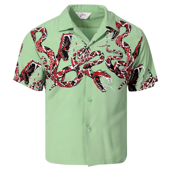 Mint Green SH38378 Hawaiian Shirt with Rattle Snake Print SoH11083