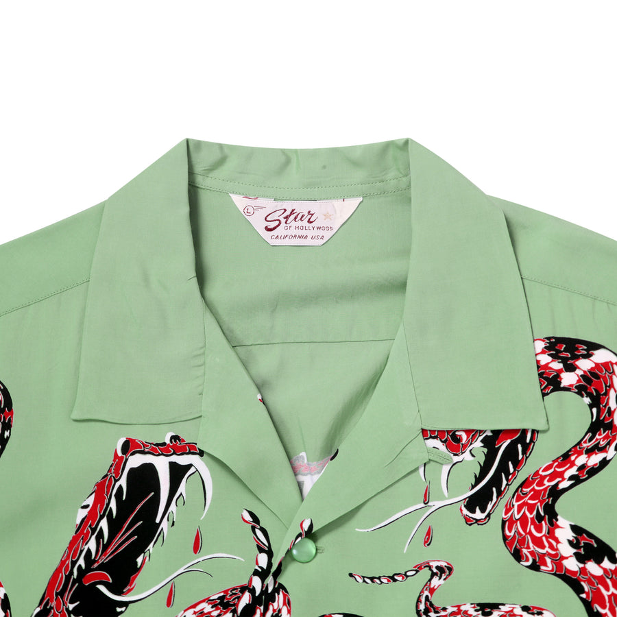 Mint Green SH38378 Hawaiian Shirt with Rattle Snake Print SoH11083
