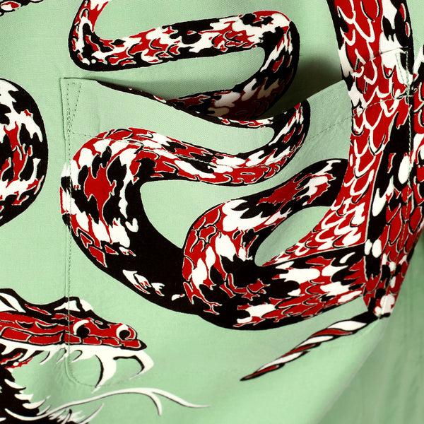 Mint Green SH38378 Hawaiian Shirt with Rattle Snake Print SoH11083